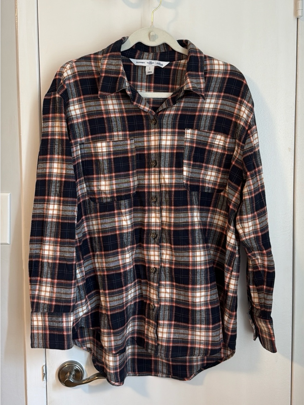 Men's Plaid Button-Up Shirt - Black & Cream